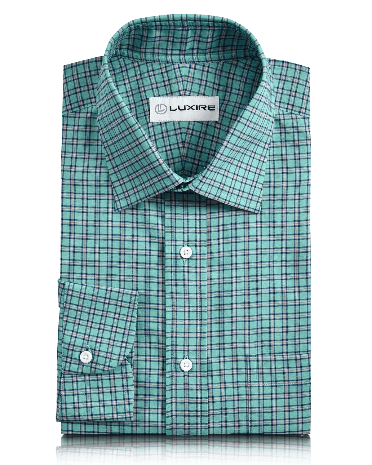 Blue Green Gingham Checks Oxford - 1