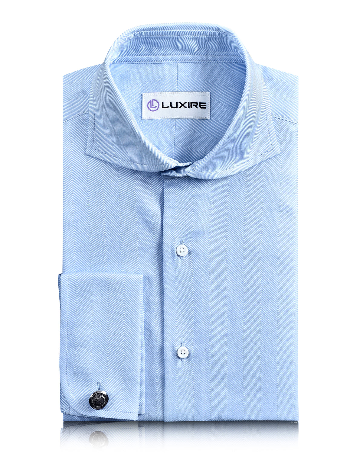 Zegna Pale Blue Dress Herringbone - 1