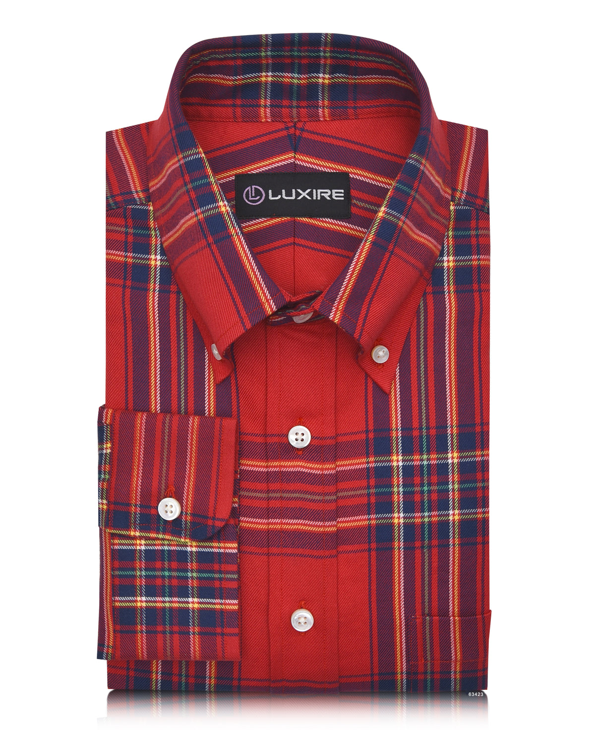 Red Navy Blue Tartan Flannel Shirt - 1