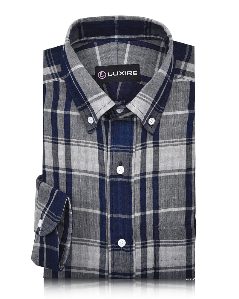 Aegean Blue Grey Checks Shirt