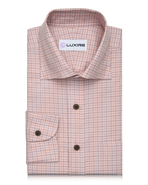Blue Black Tattersall Checks On Peach