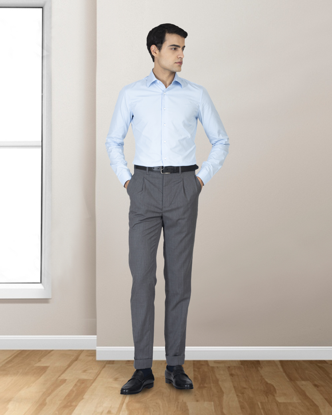 Washable Wool Pants: Plain Mid Grey - 2