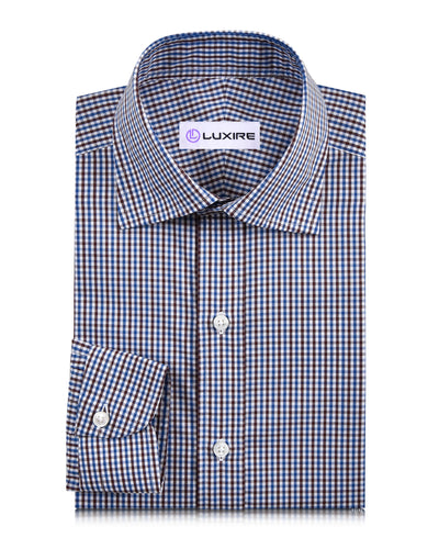 Blue Brown White Gingham Checks