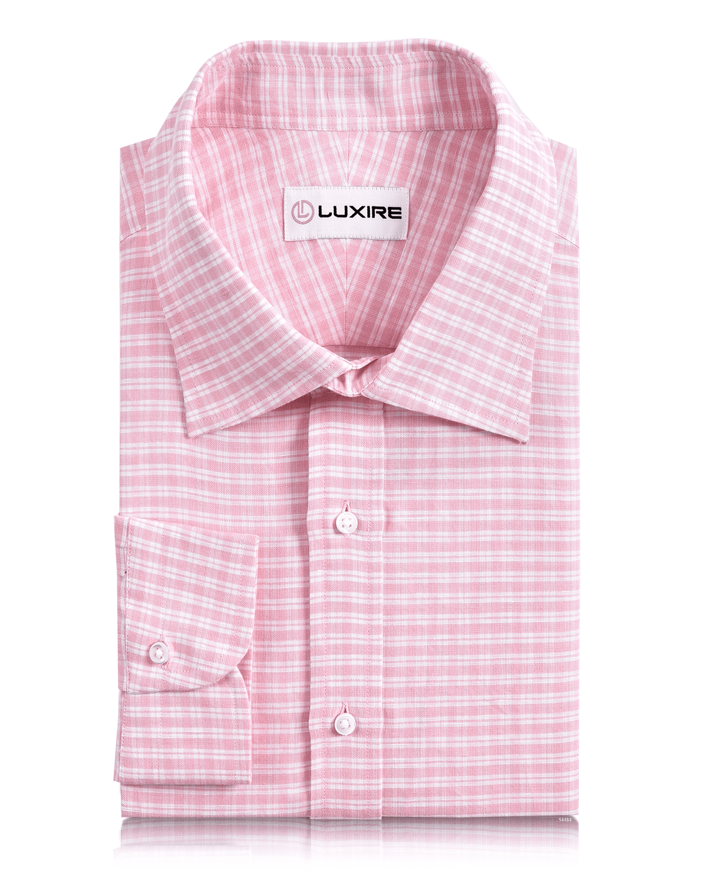 Cotton Linen: Light Pink Tartan Checks On White