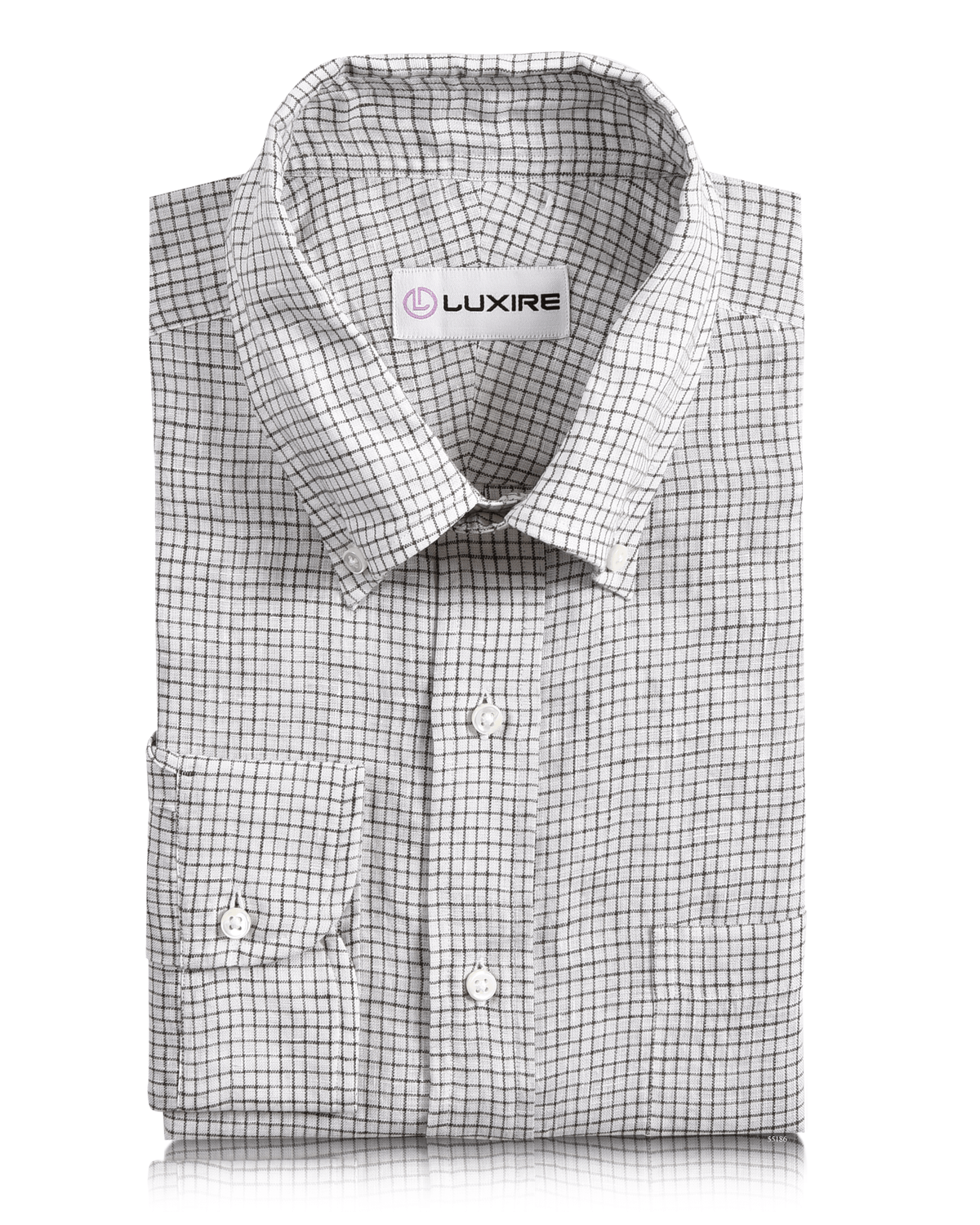 Linen: Olive Green Graph Checks On White - 1