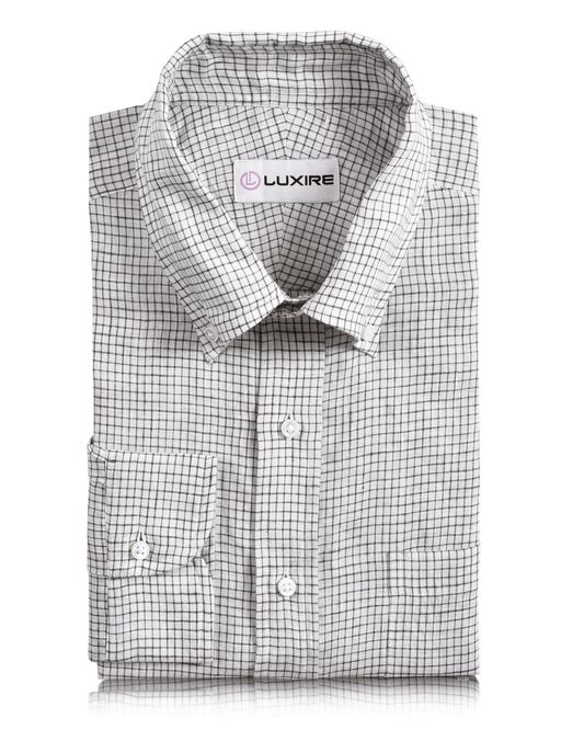 Linen: Olive Green Graph Checks On White