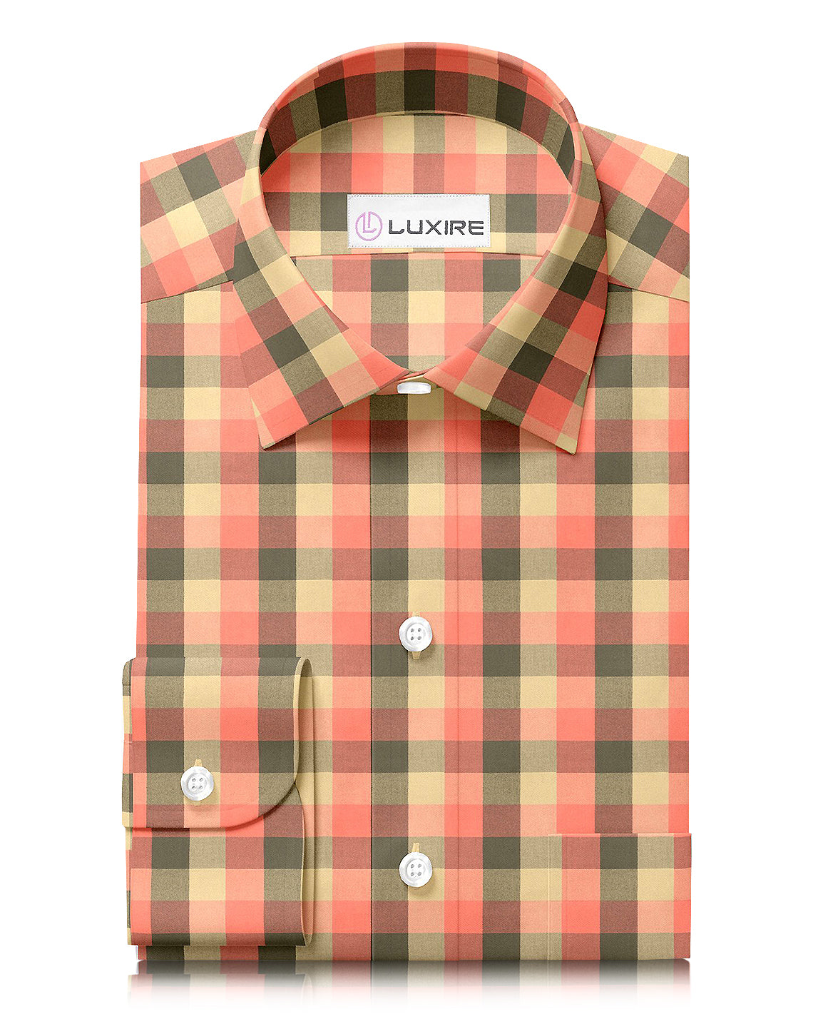 Orange Olive Tan Windowpane Twill Flannel Work Shirt - 1