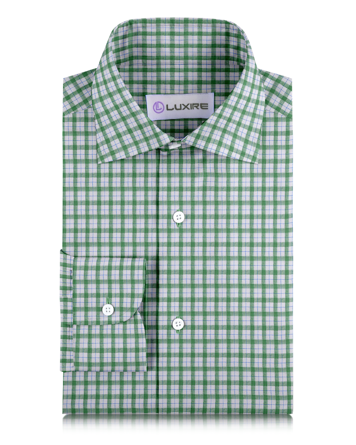 Linen: Green Blue Checks On White - 1