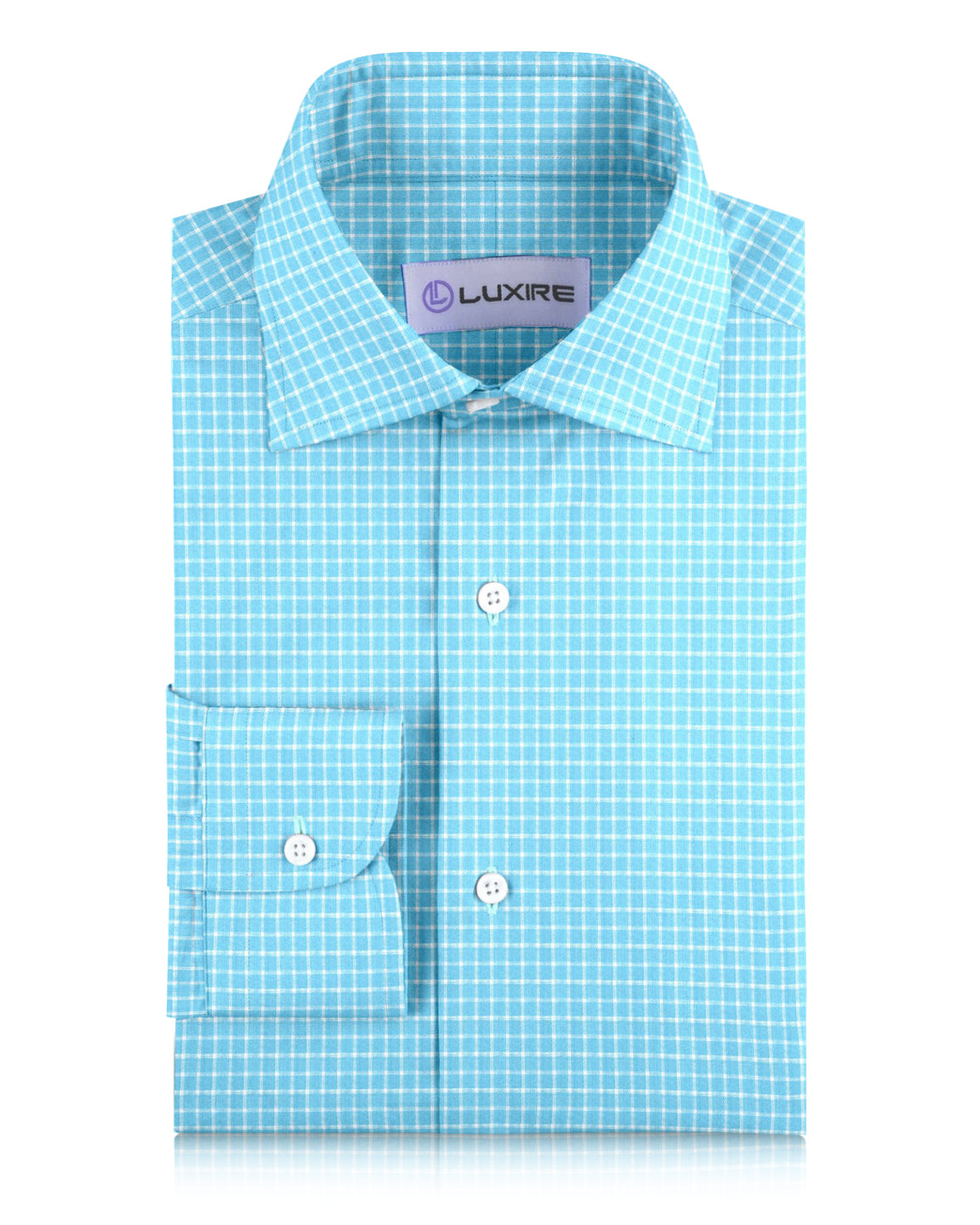 Linen: Teal Blue Graph Checks - 1