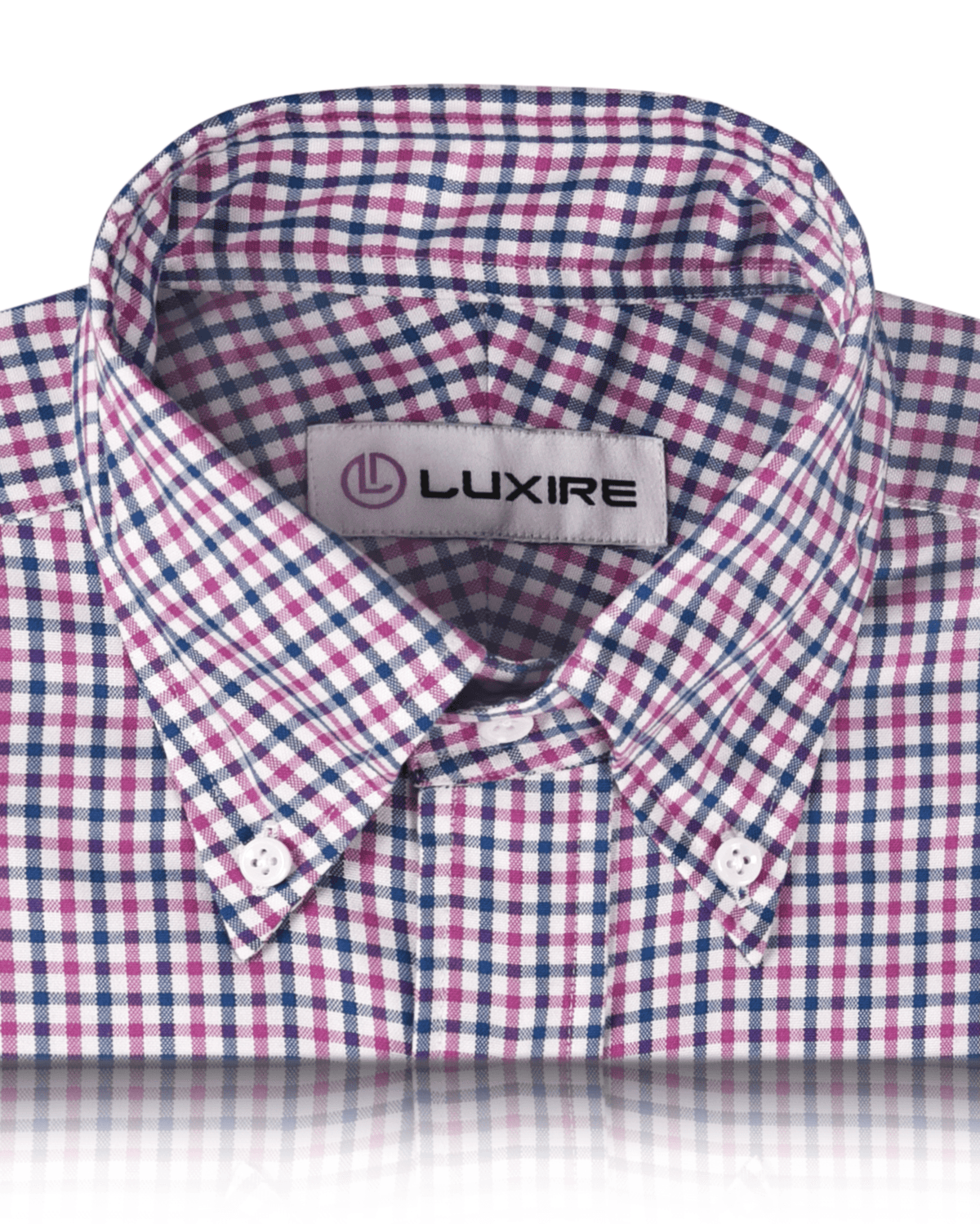 Pinpoint Oxford Blue Pink Tartan Checks - 2