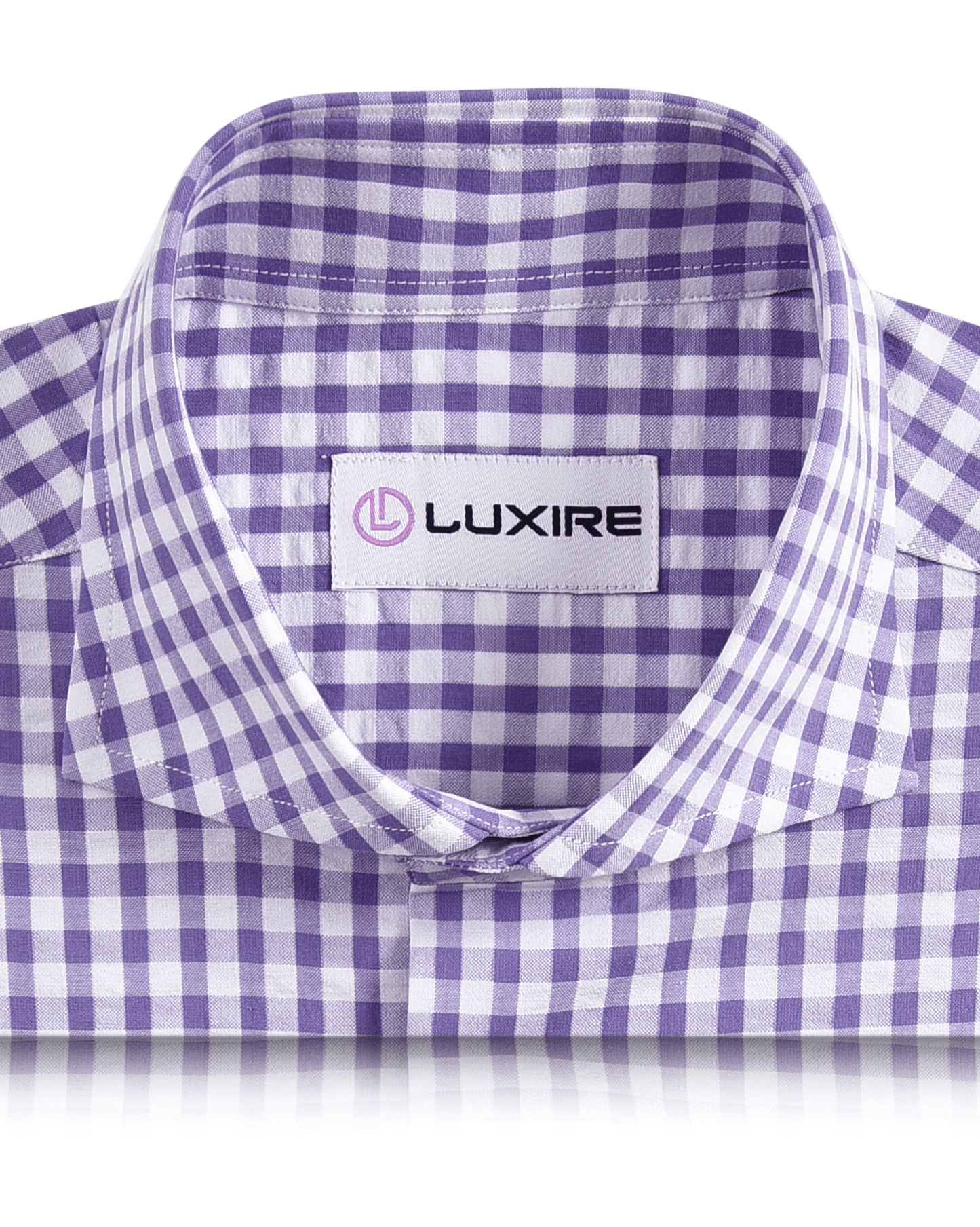 Purple White Gingham Checks Seersucker