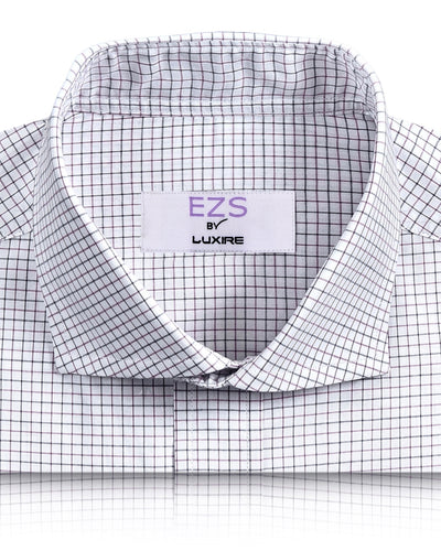 EZS Mauve Black Tattersall Checks on White Shirt