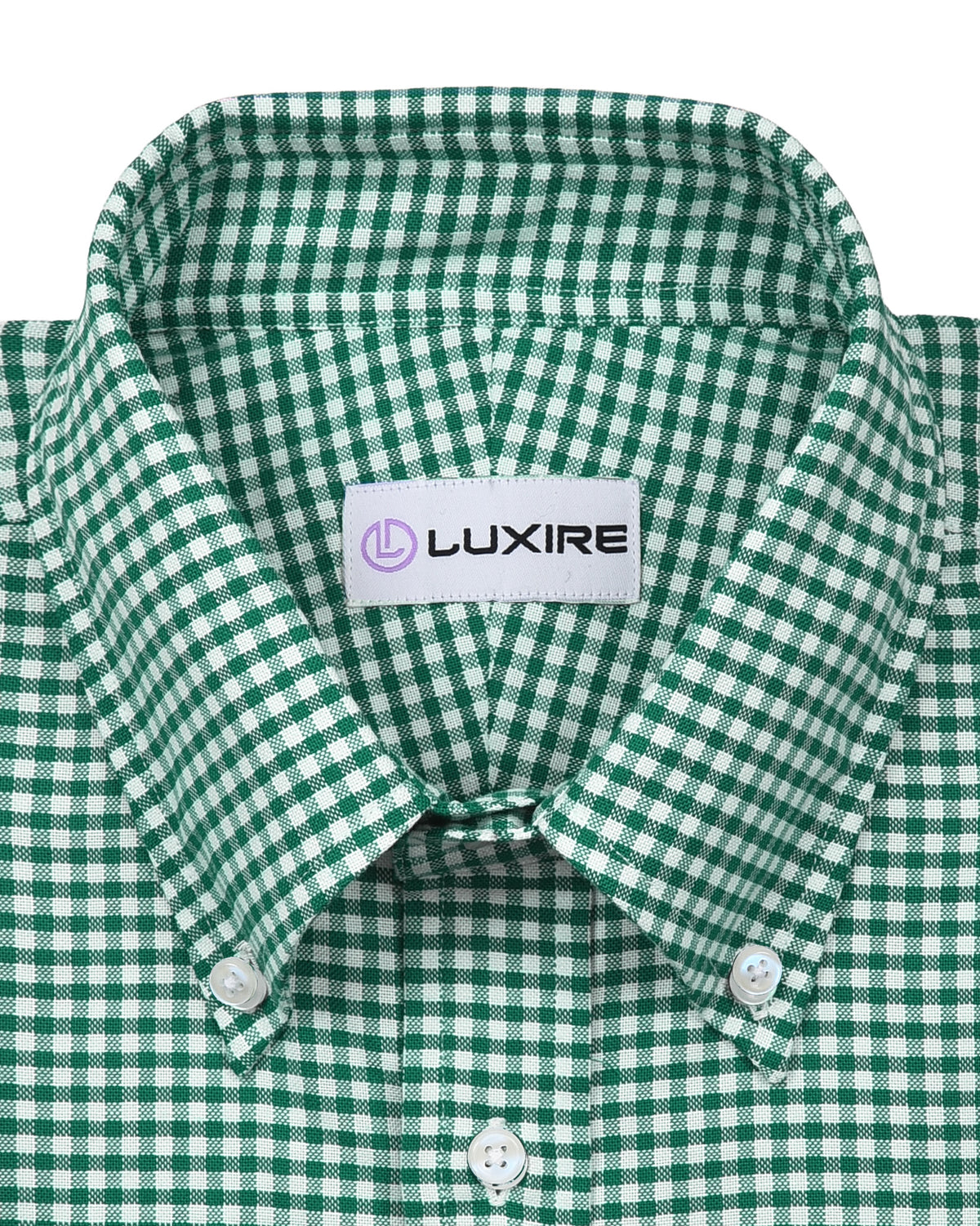 Oxford Lincoln Green Gingham on White - 3