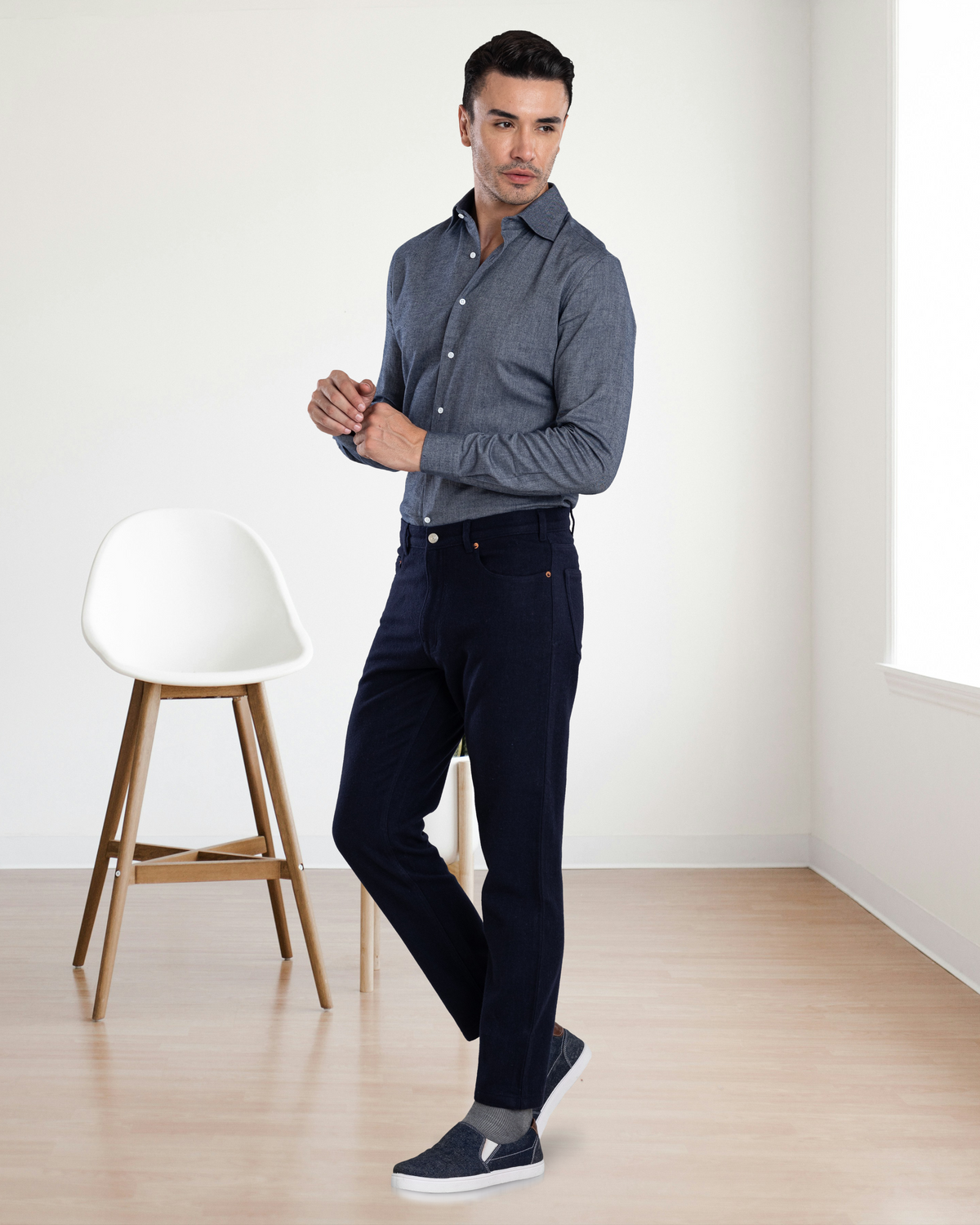 Twill Flannel Dark Blue Shirt - 4