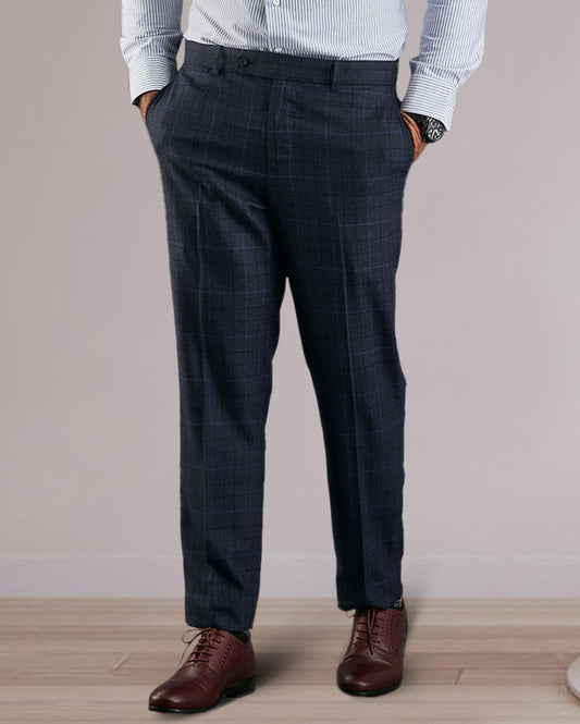 VBC Blue Glen Plaid Overchecks Dress Pant