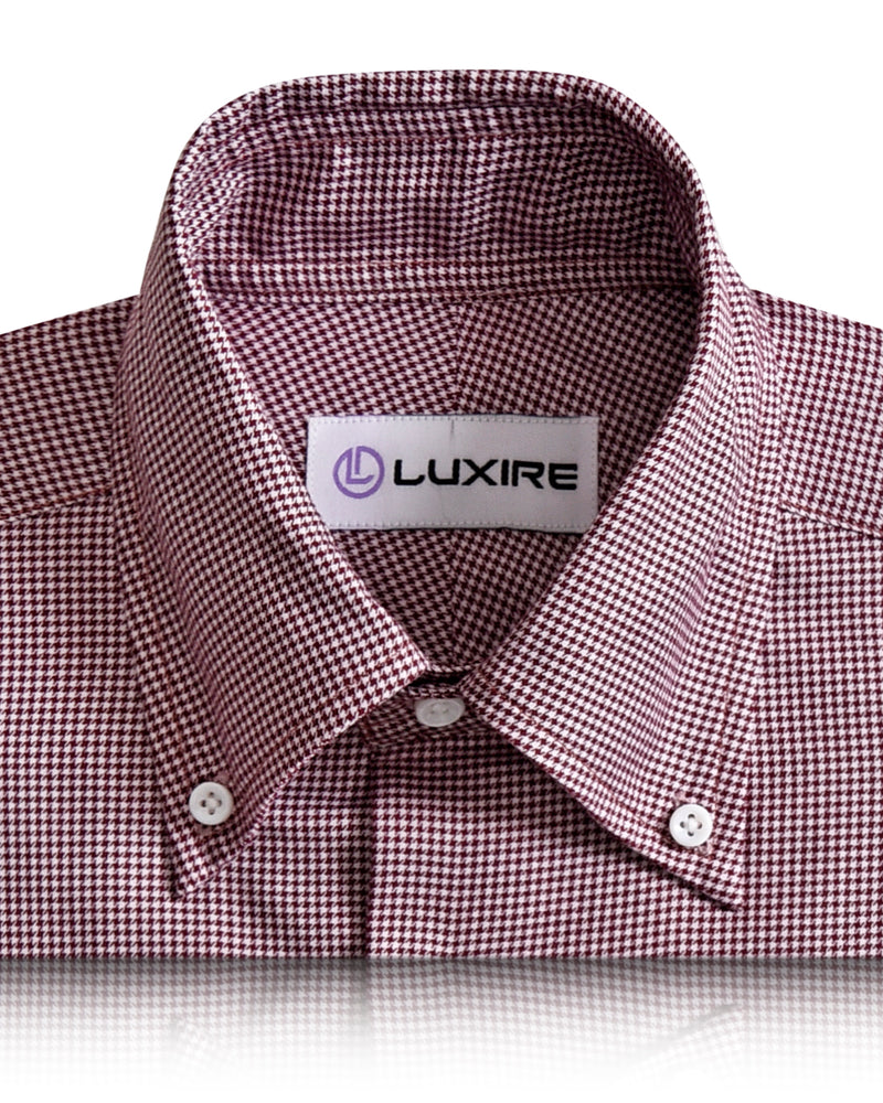Maroon Houndstooth Checks on White