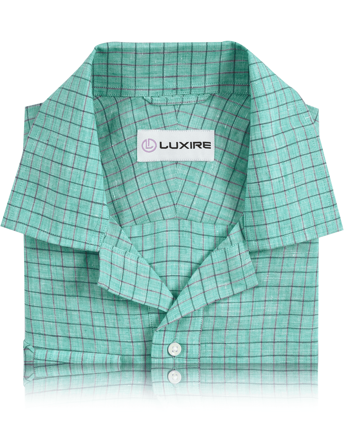 Linen: Persian Green With Pink Blue Pin Graph Checks