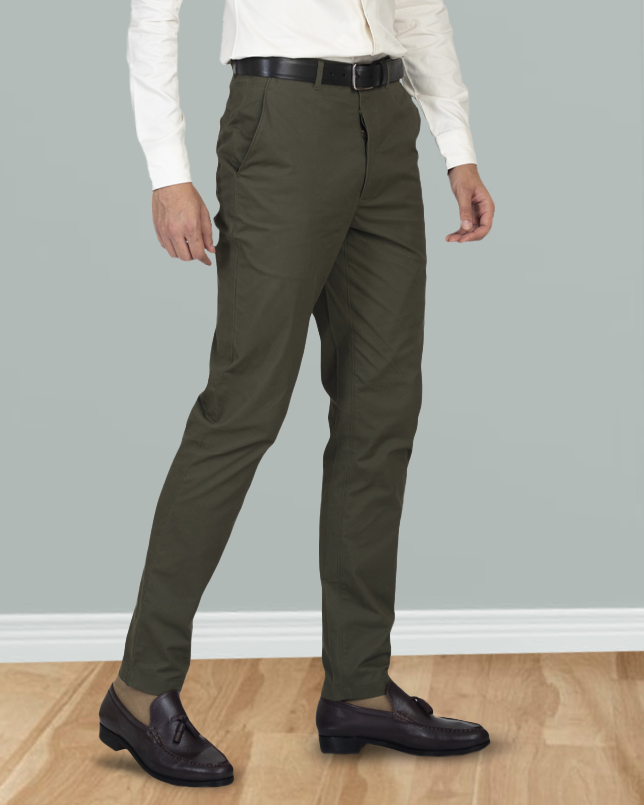 EZS Genoa Olive Green Chino