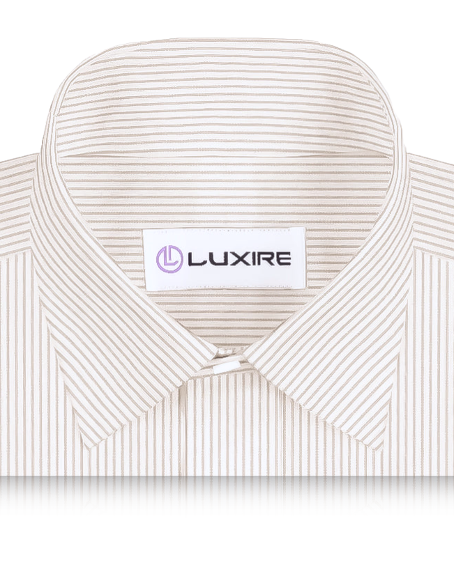 Cotton Linen: Fade Brown Dress Stripes On White - 2