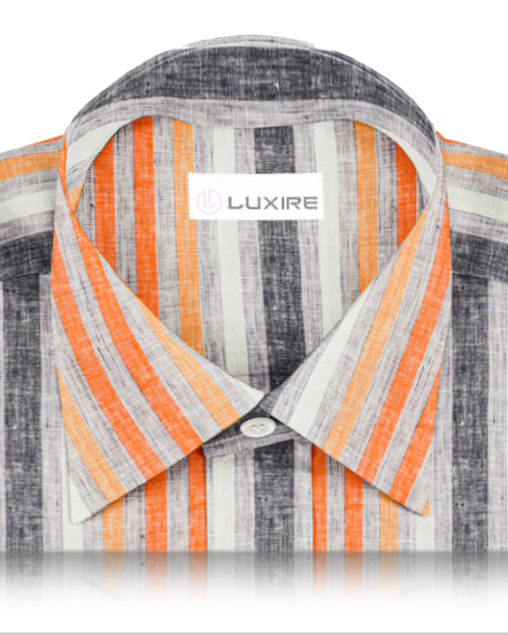 Linen: Orange Red White Grey Tape Stripes Madras