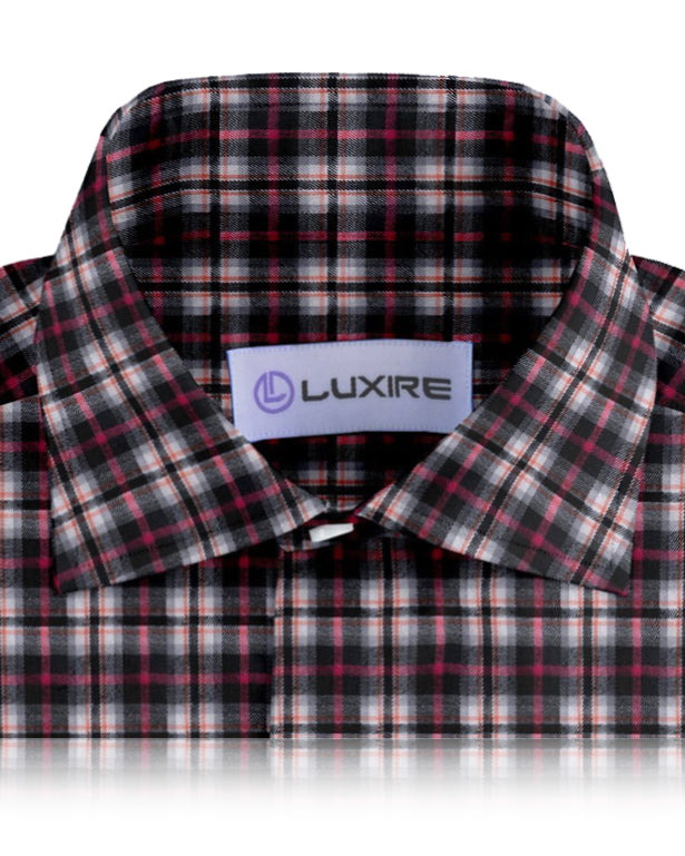 Pink Black White Madras Twill Flannel Work Shirt - 2