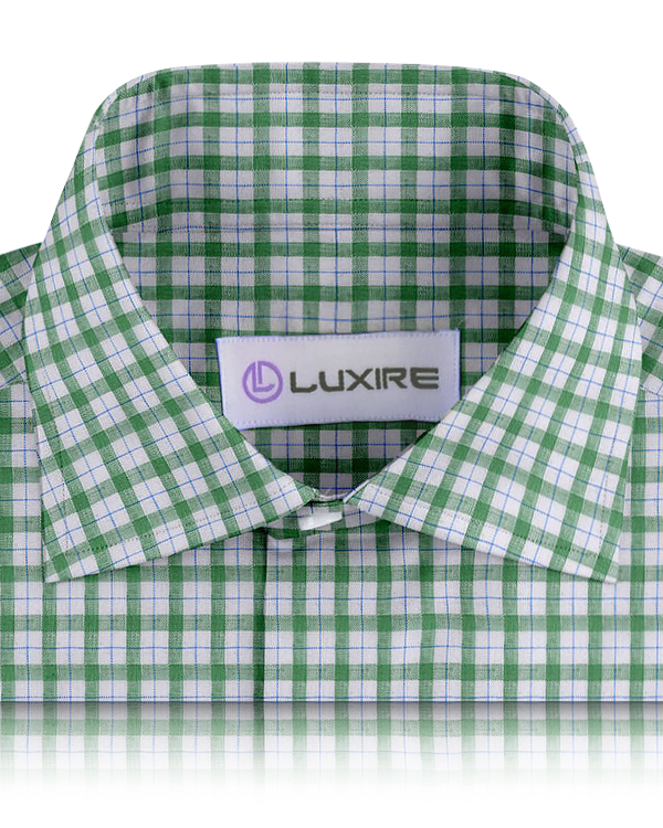 Linen: Green Blue Checks On White - 2