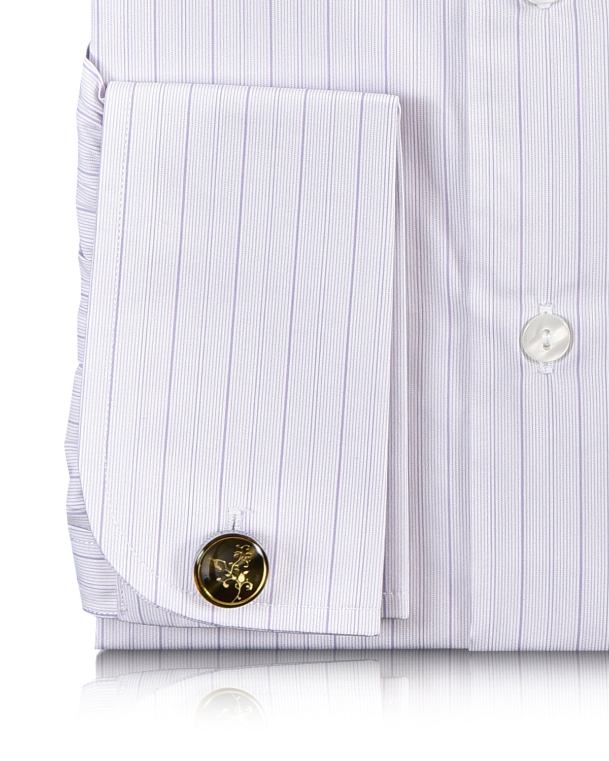 A Touch of Silk:Purple Pin Stripes on White: Natural Wrinkle Free - 3