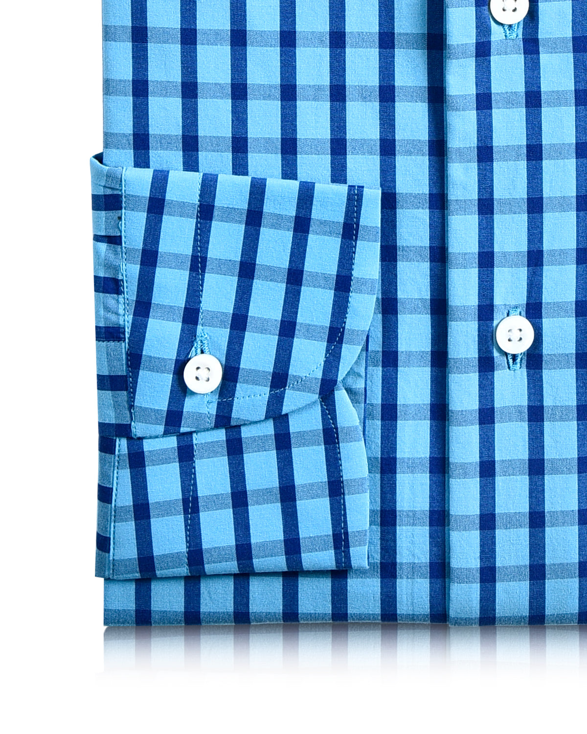 Friday Shirt:Blue Stripes Checks on Pale Blue - 3