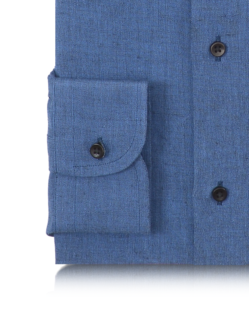 Cotton Linen: Plain Dark Blue Chambray - 3