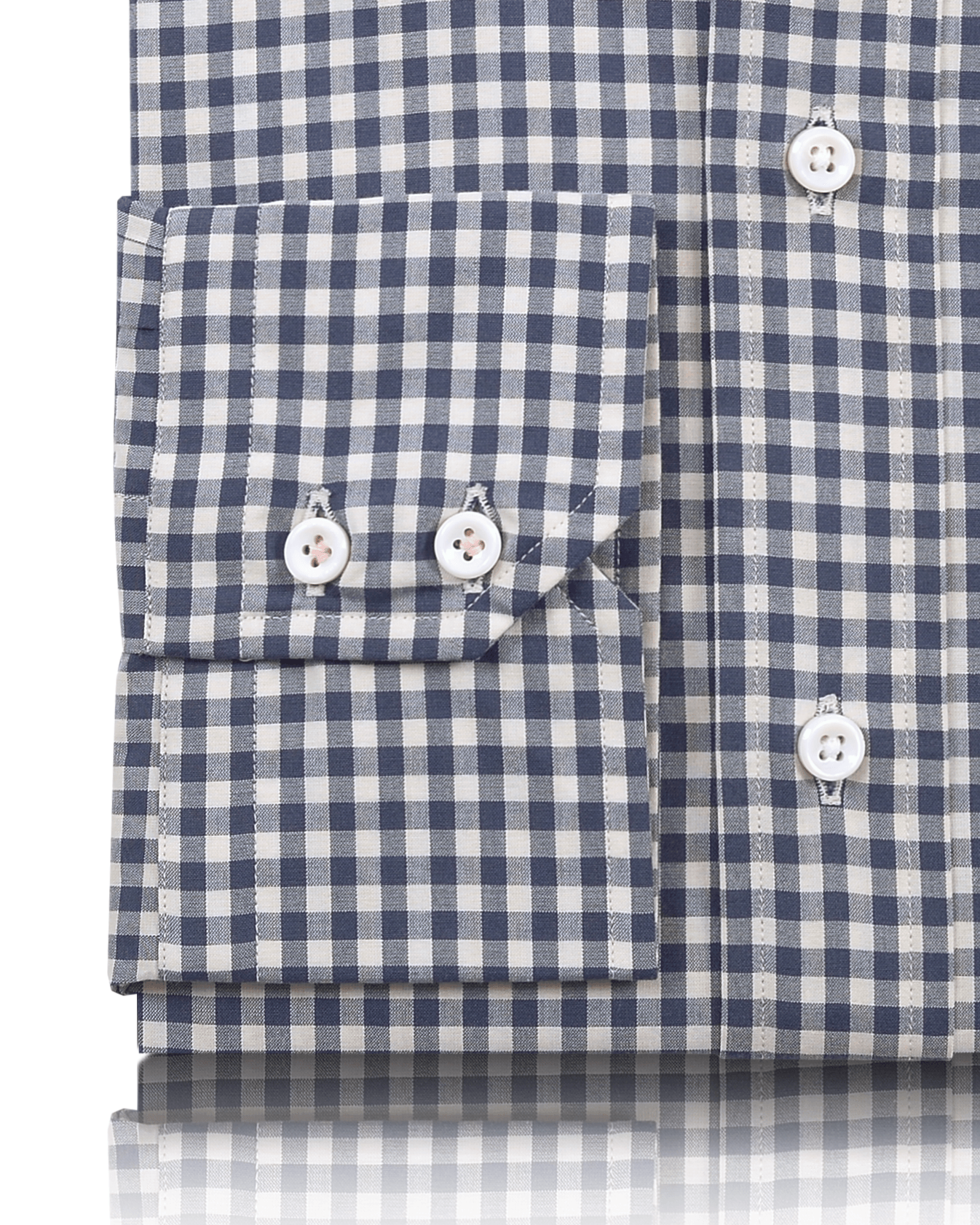 Faded Dark Navy Gingham On White Shirt