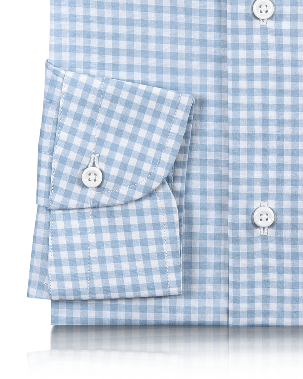 Soft Light Baby Blue Mini Gingham Shirt