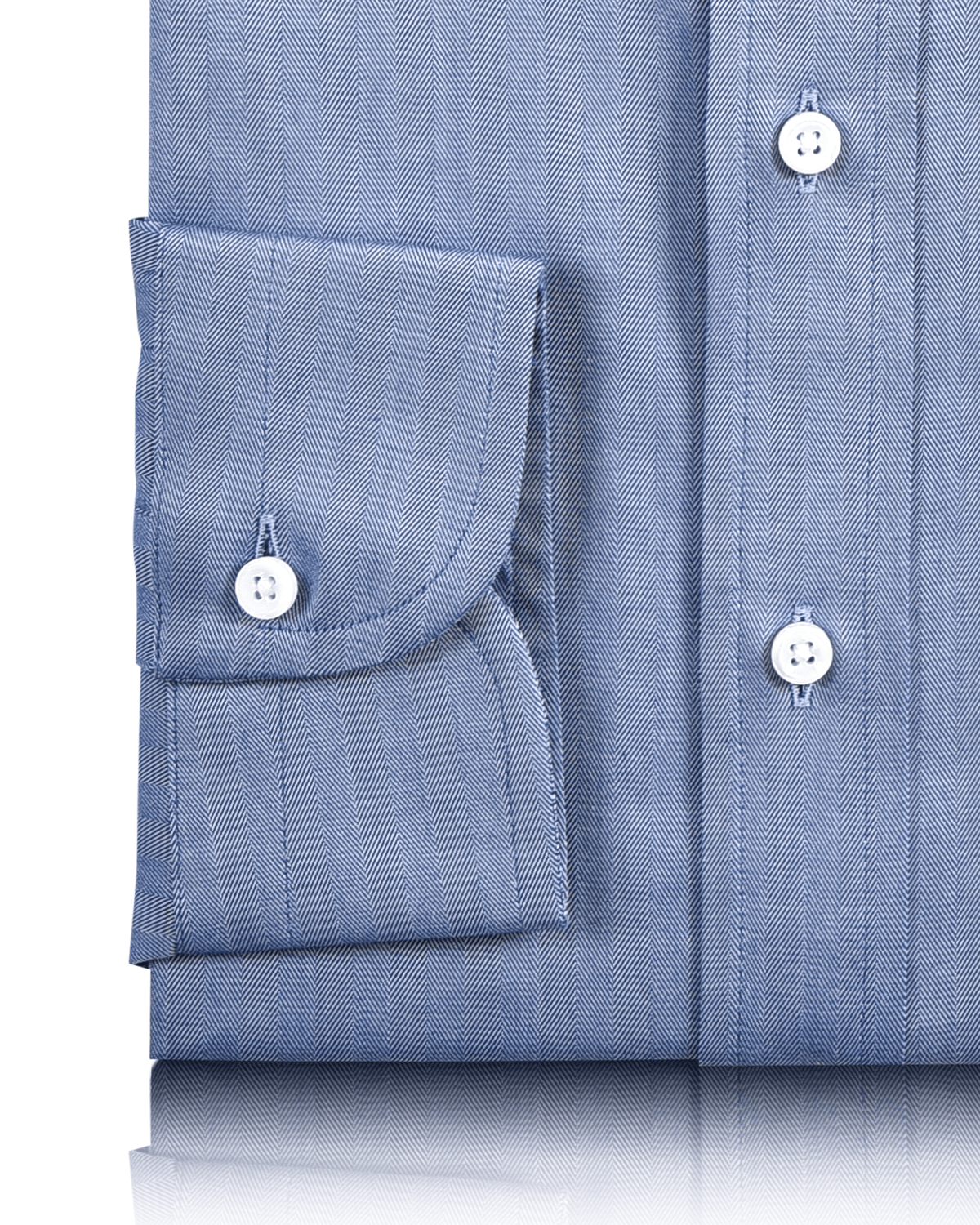 Classic Blue Herringbone Shirt - 3