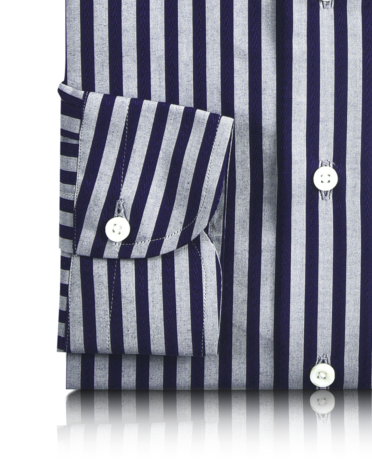 Grey Navy Bengal Stripes 120/2 Shirt