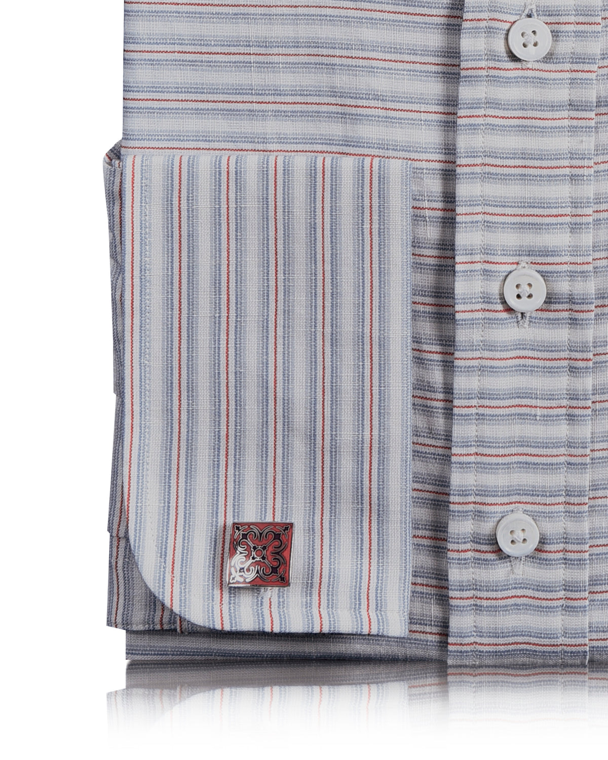 Cotton Linen: Blue Red Alternate Stripes - 3