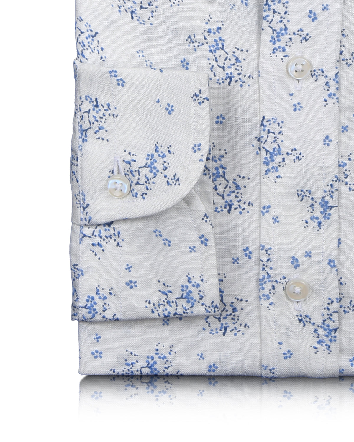 Linen: Pale Blue Printed shrubs On White - 3