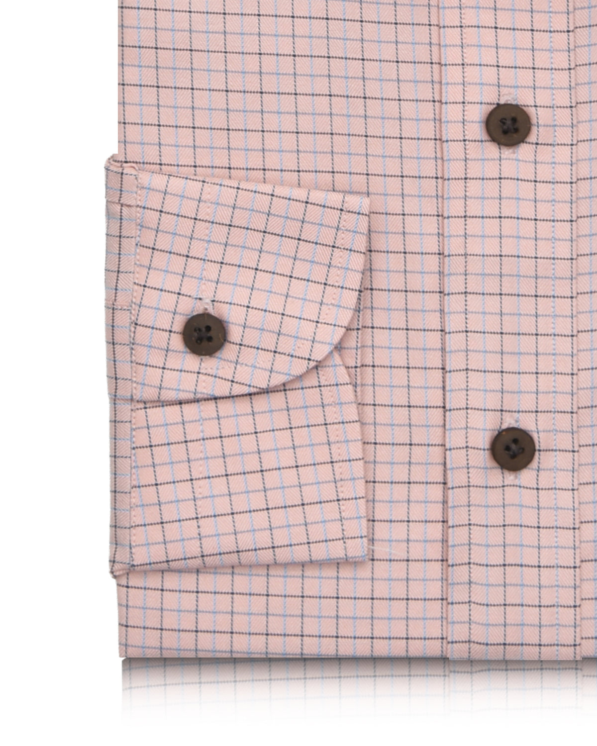 Blue Black Tattersall Checks On Peach - 3