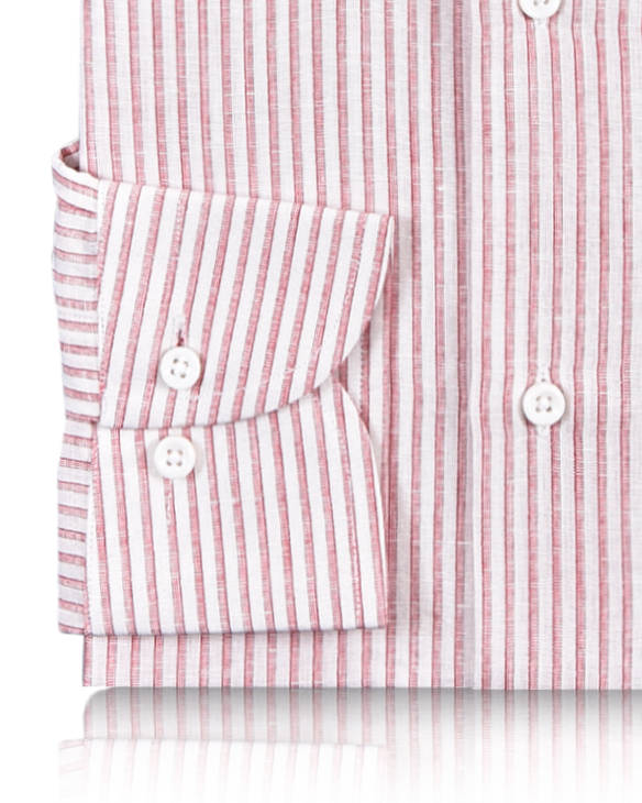 Cotton Linen: Red Candy Stripes On white