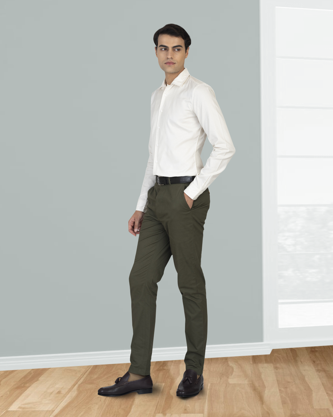 Ecru Herringbone Self Stripes - 6