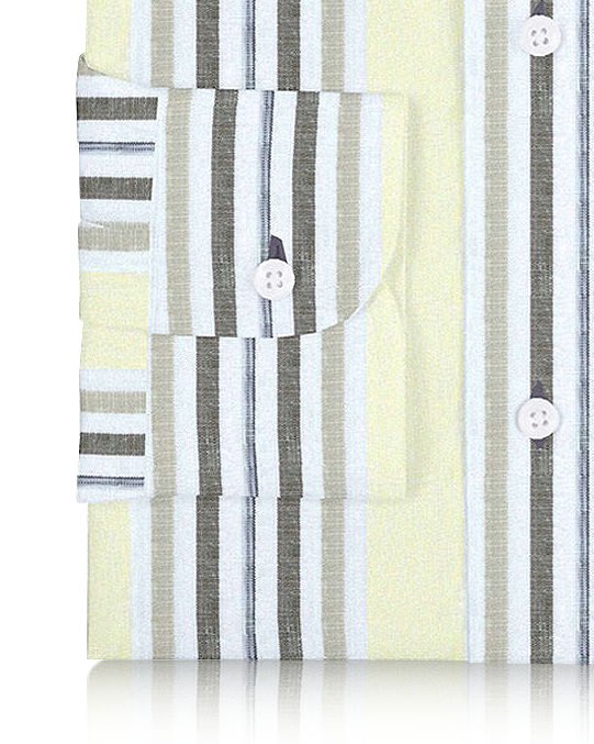 Pale Yellow Brown Stripes Linen