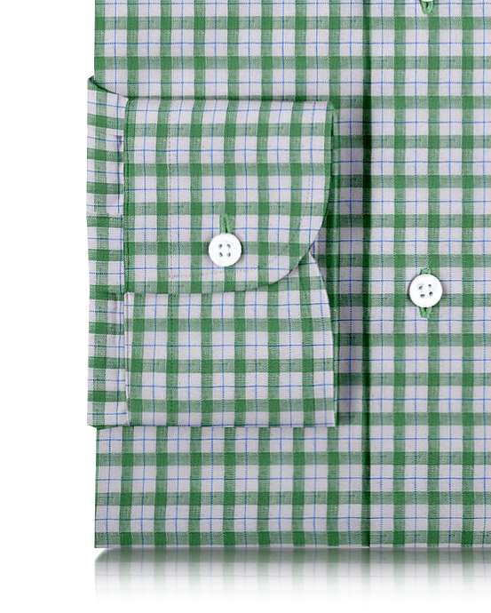 Linen: Green Blue Checks On White - 3