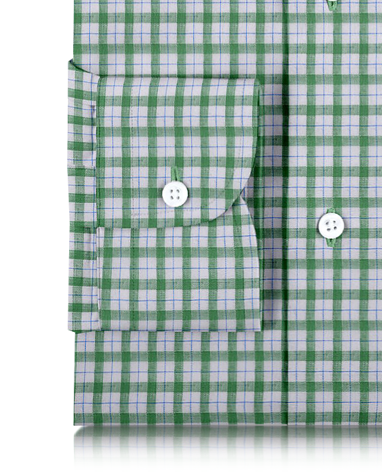 Linen: Green Blue Checks On White