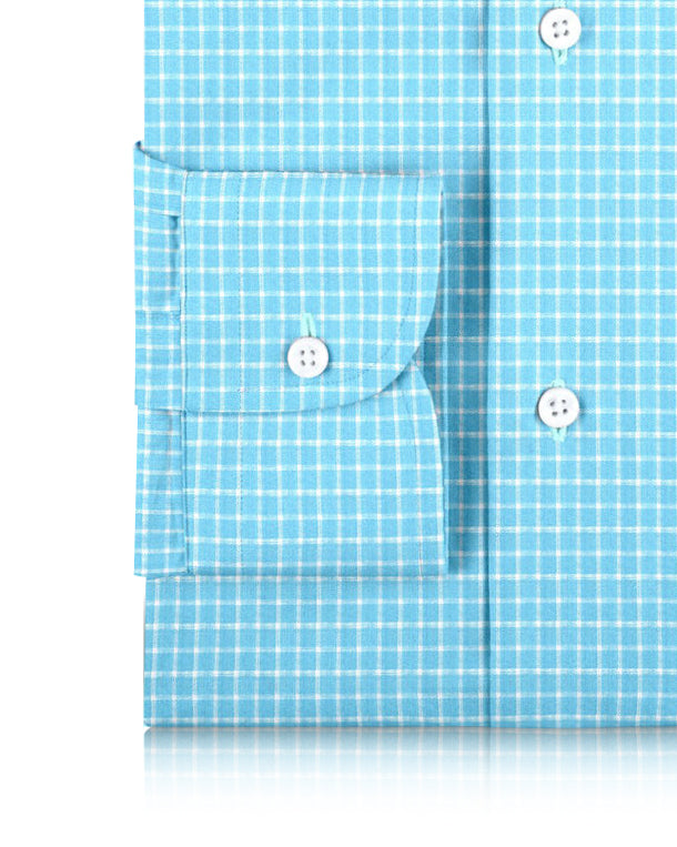 Linen: Teal Blue Graph Checks - 3