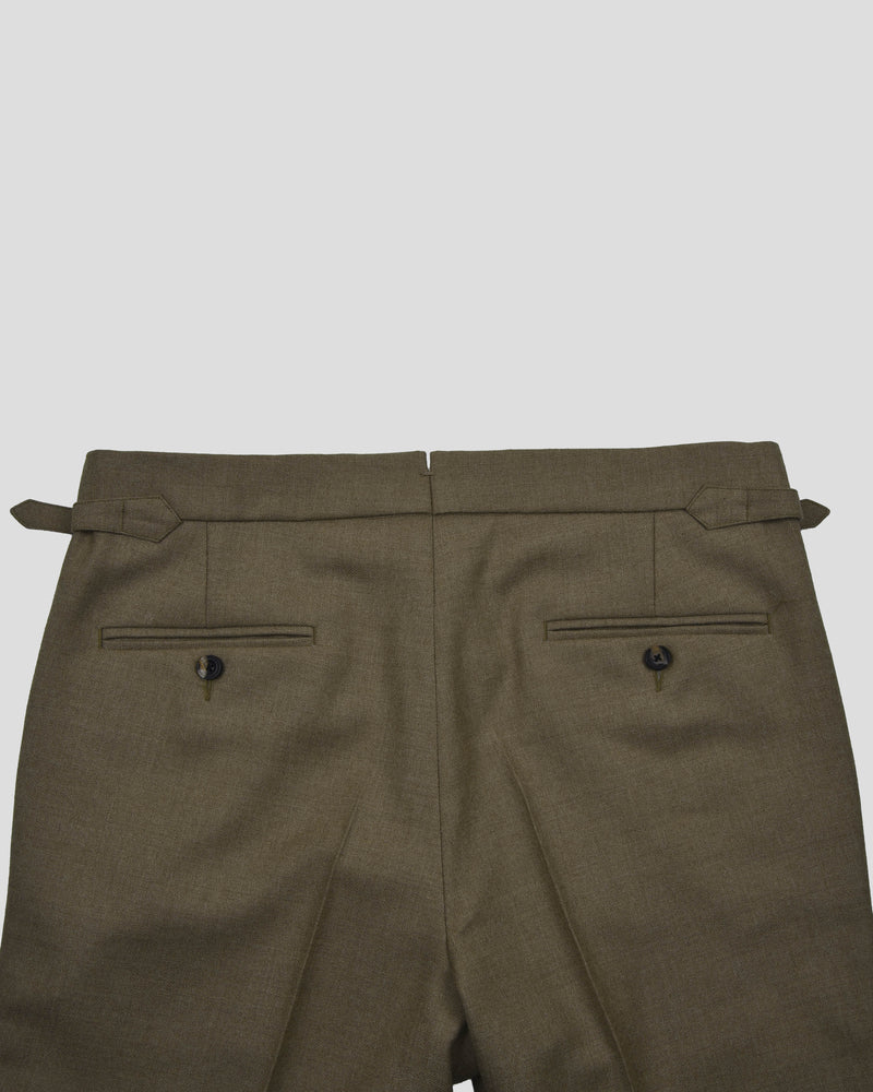 Dugdale Olive Beige Wool Flannel Dress Pant
