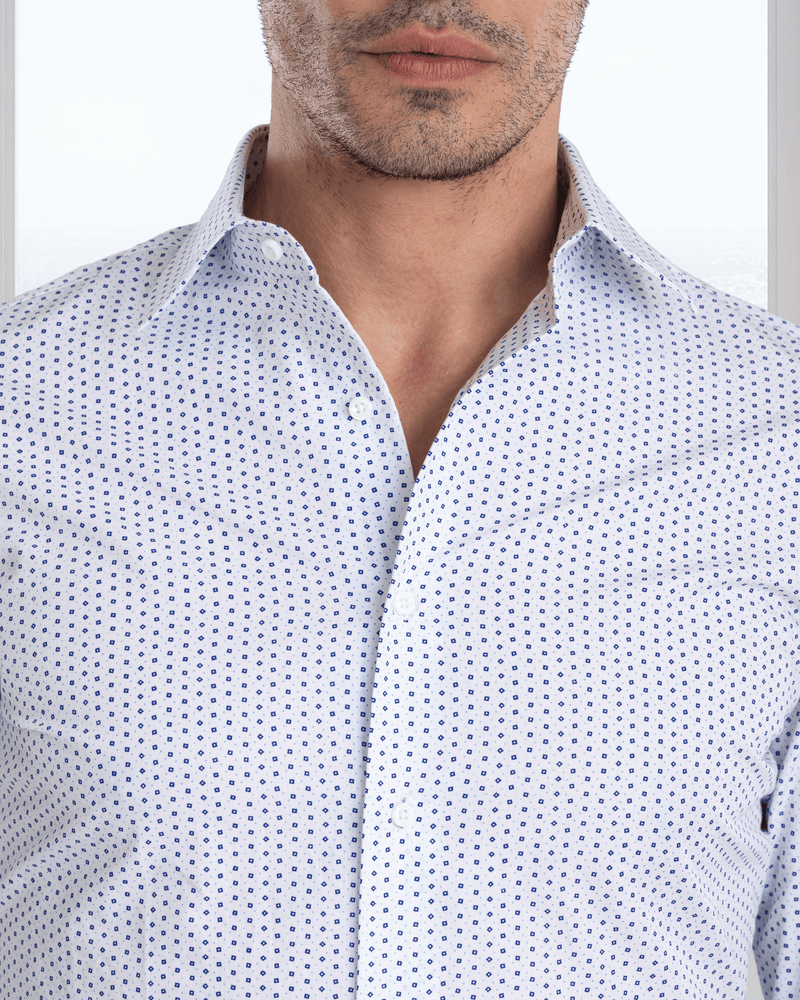 Blue White Printed Shirt