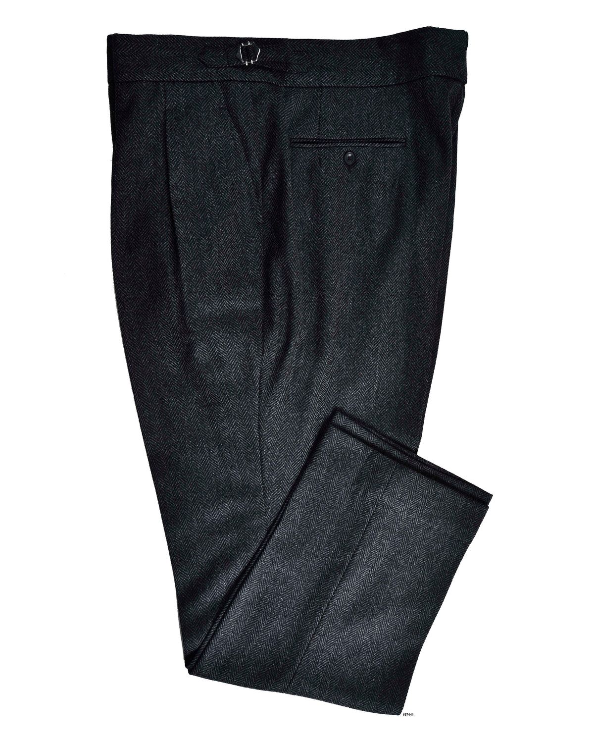 EThomas Wool Cashmere: Dark Grey Herringbone - 1