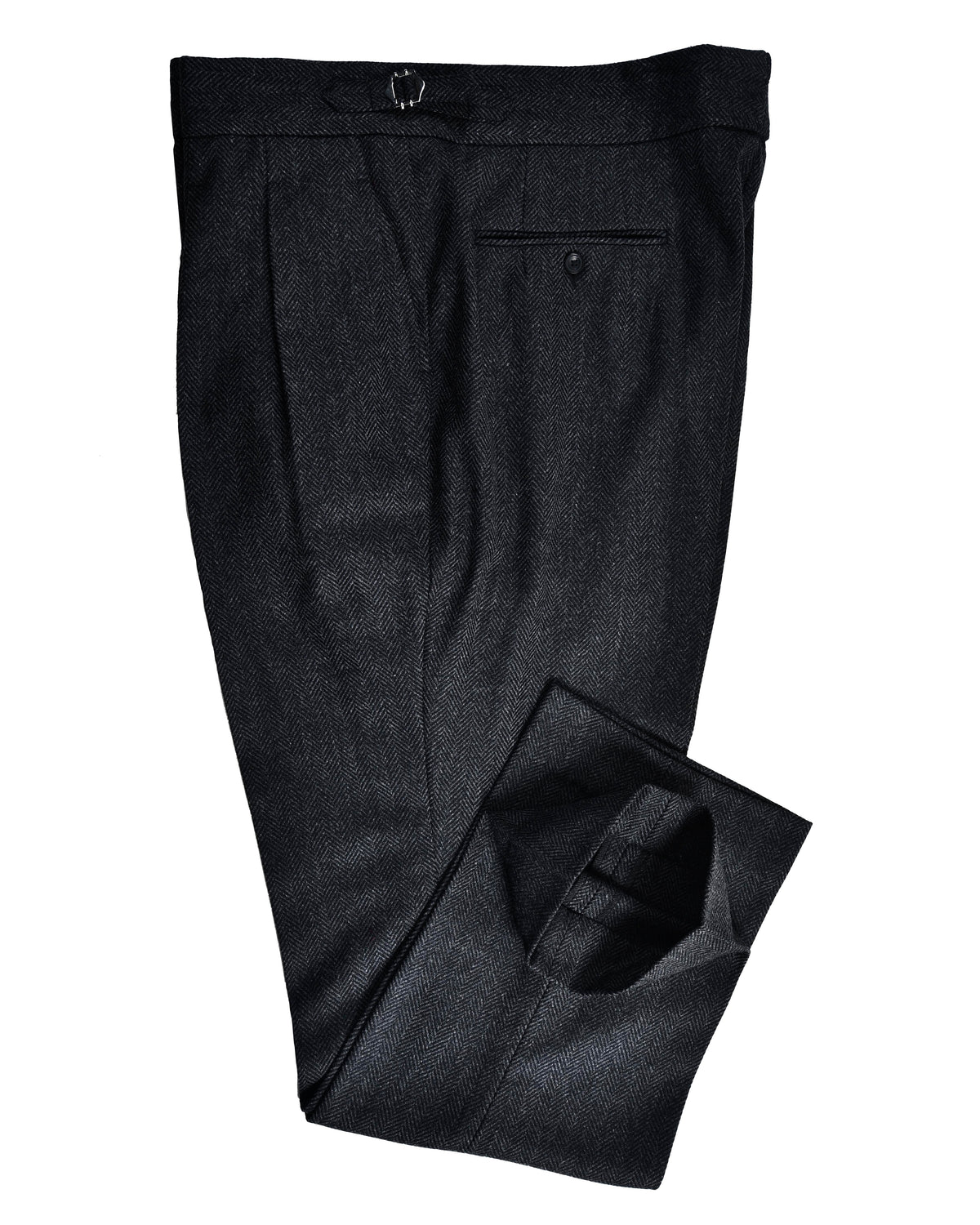 EThomas Wool Cashmere: Dark Grey Herringbone - 2
