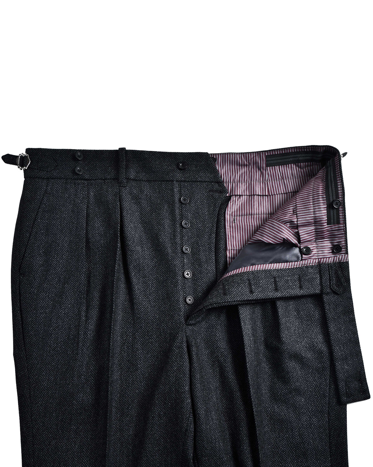 EThomas Wool Cashmere: Dark Grey Herringbone - 4