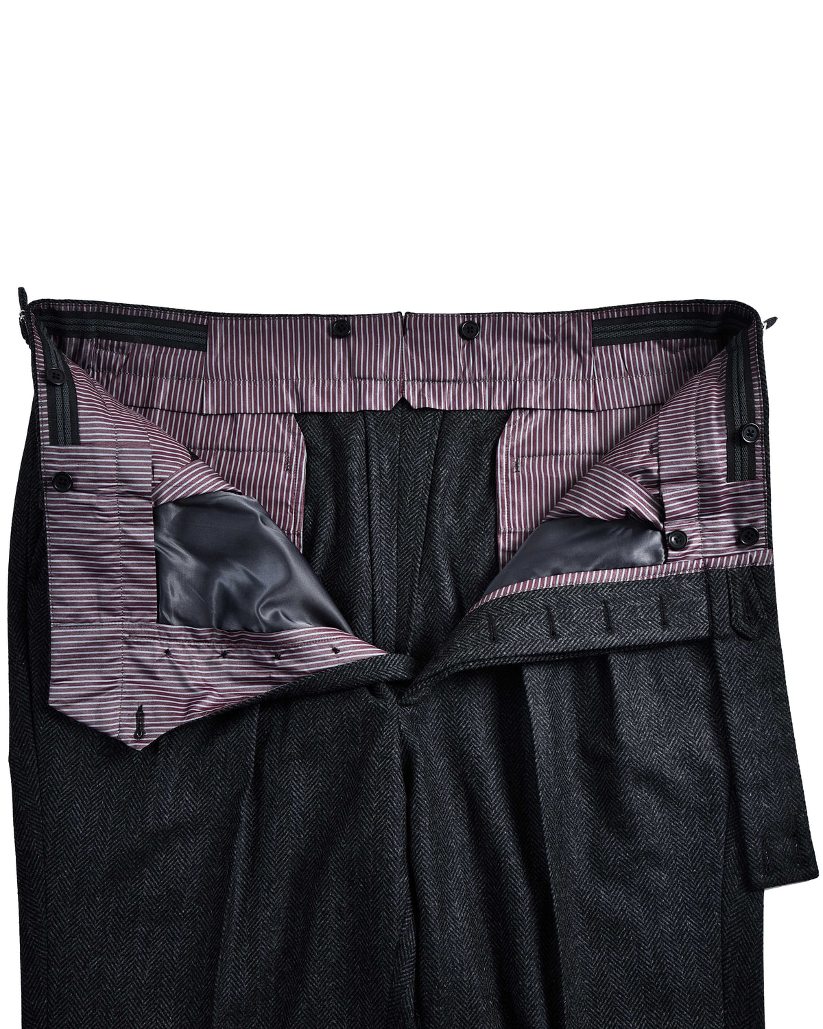 EThomas Wool Cashmere: Dark Grey Herringbone - 5