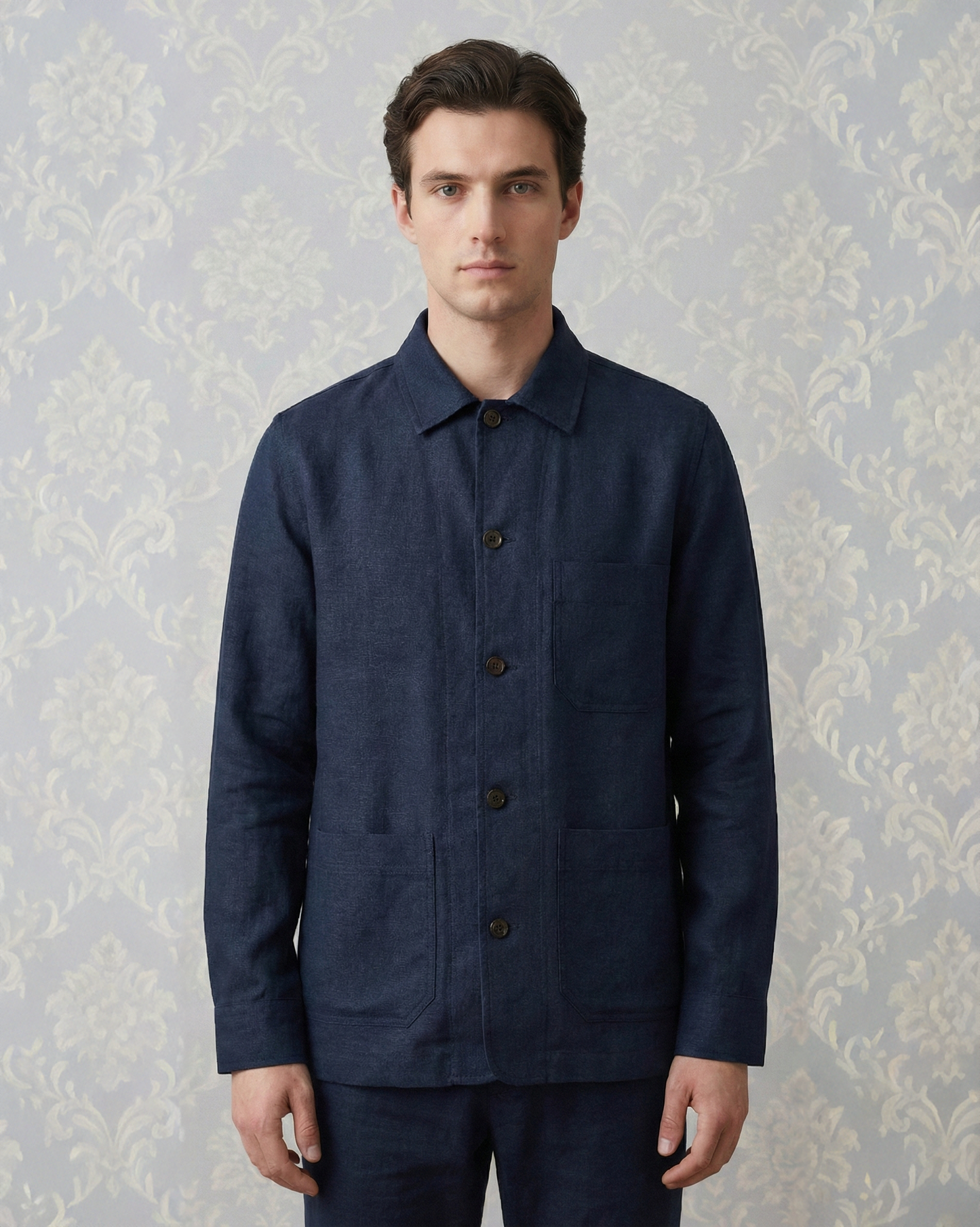 Fresco Cotton Ink Blue Shirt Jacket