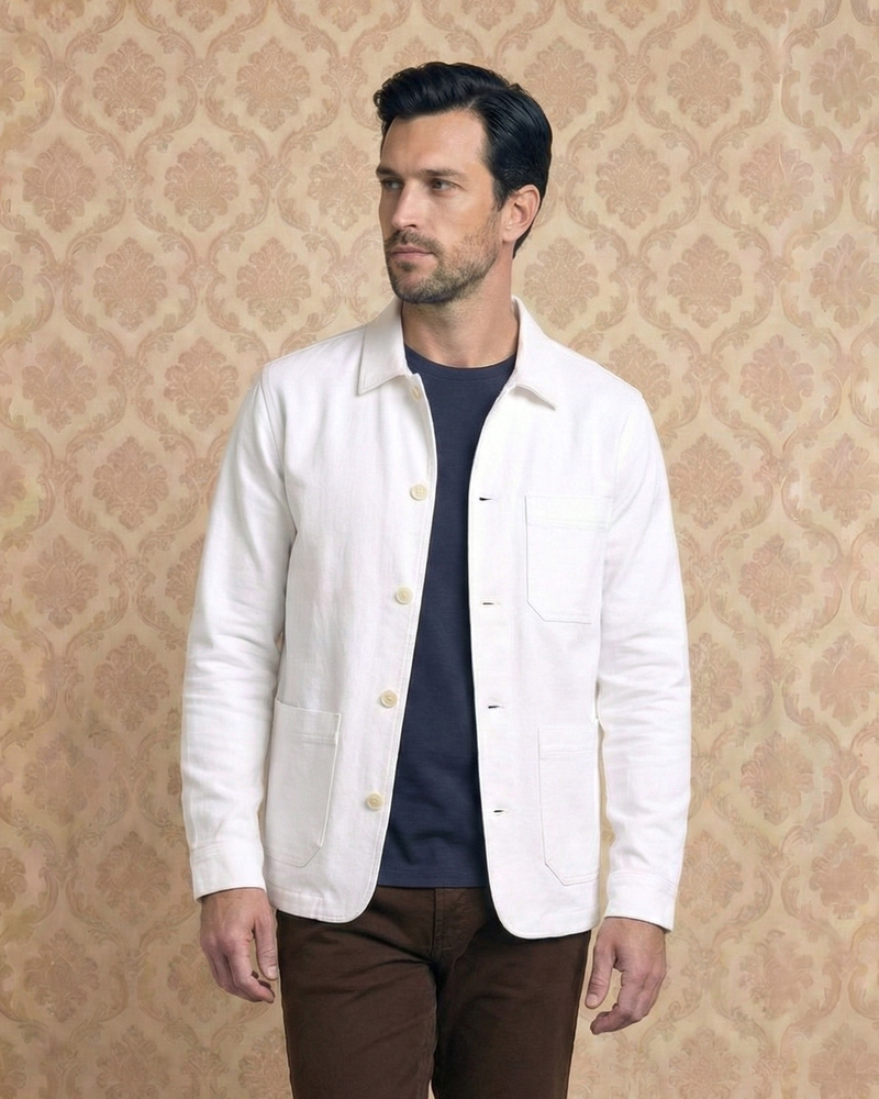 Fresco Cotton White Shirt Jacket